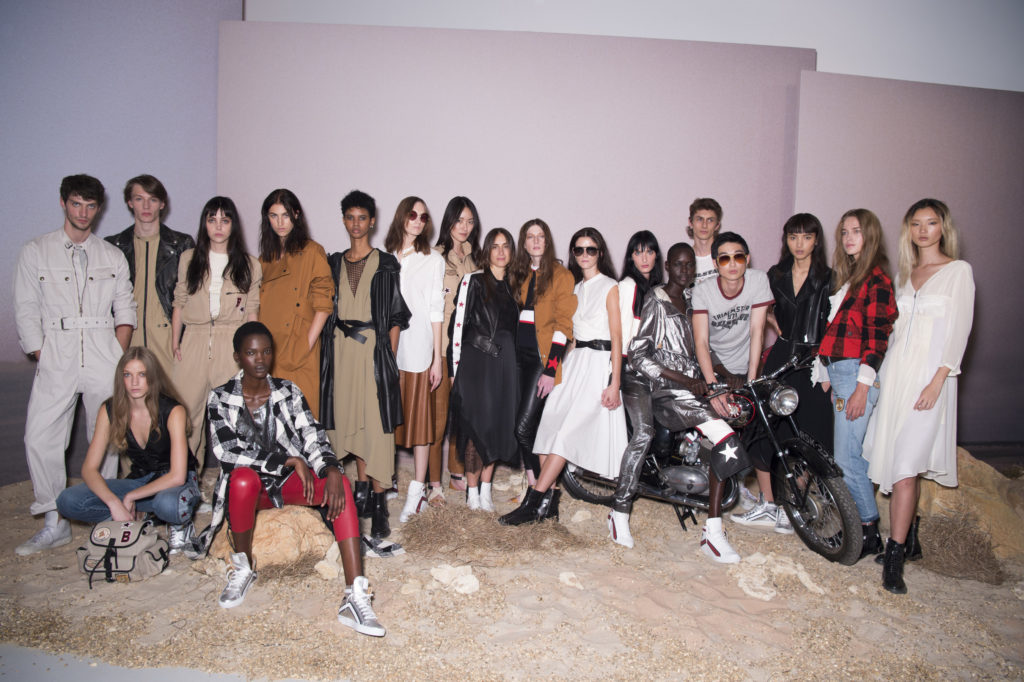Belstaff Presents SS17, 'Across the Wilderness', at London Fashion Week, September 2016, Group Model shot with Collection Creative Director Delphine Ninous (PRNewsFoto/Belstaff)